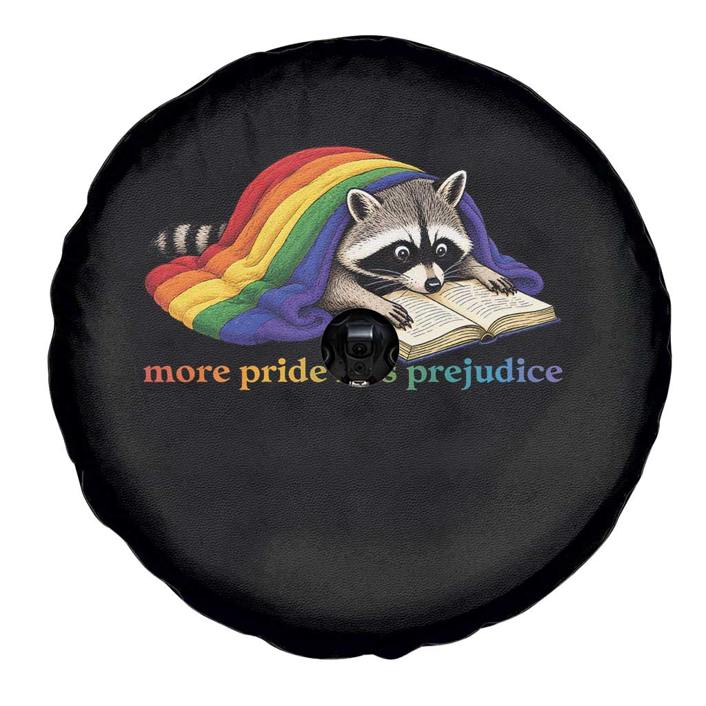 More Pride Less Prejudice Spare Tire Cover LGBT Raccoon Book Lover