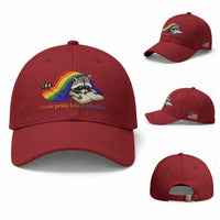 More Pride Less Prejudice Baseball Cap LGBT Raccoon Book Lover