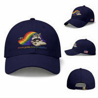 More Pride Less Prejudice Baseball Cap LGBT Raccoon Book Lover