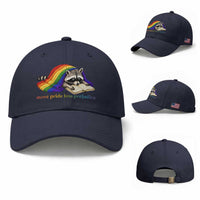 More Pride Less Prejudice Baseball Cap LGBT Raccoon Book Lover