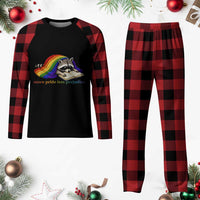 More Pride Less Prejudice Plaid Pajama Set LGBT Raccoon Book Lover