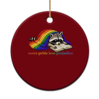 More Pride Less Prejudice Ceramic Ornament LGBT Raccoon Book Lover