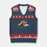 More Pride Less Prejudice V-Neck Knit Sweater Vest LGBT Raccoon Book Lover