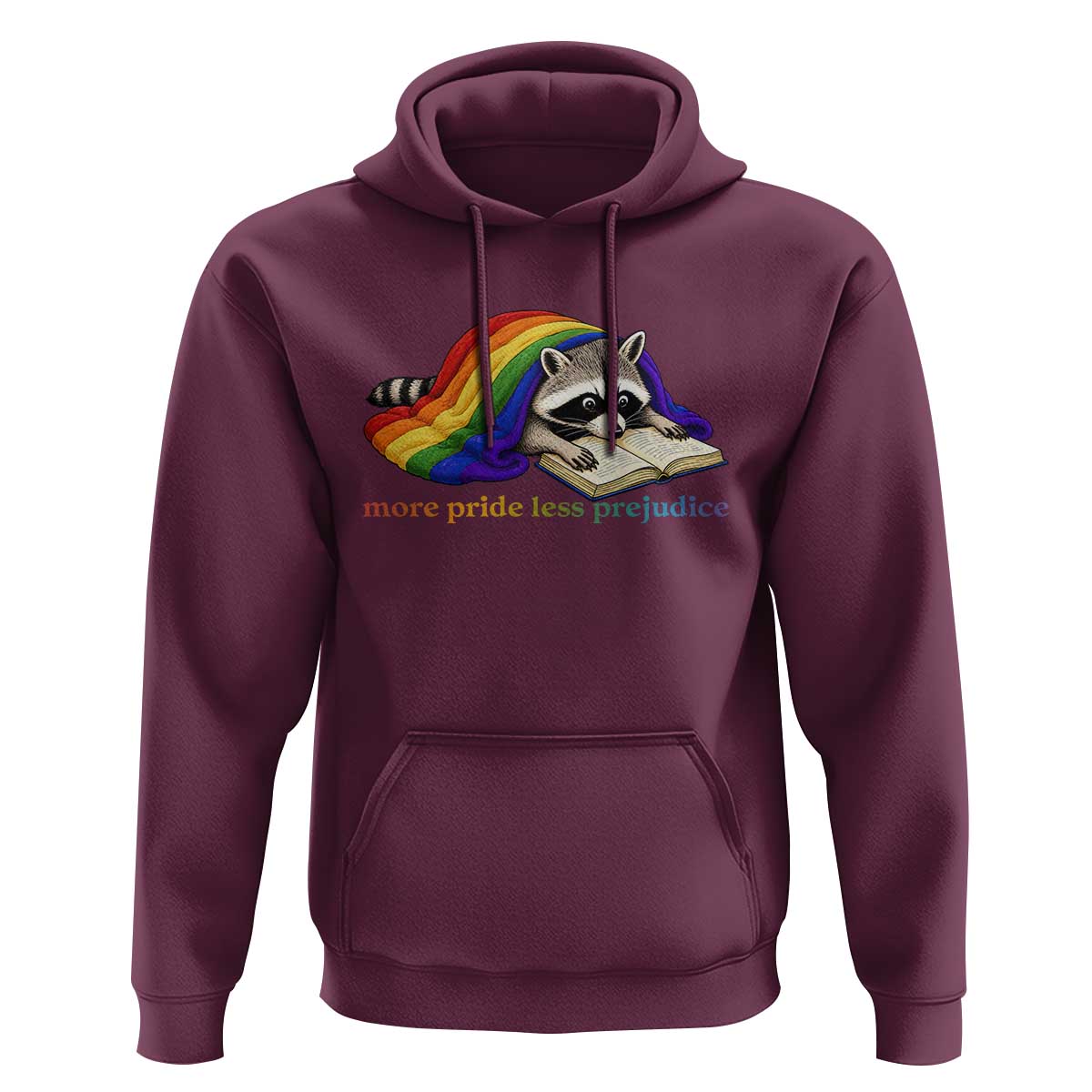 More Pride Less Prejudice Hoodie LGBT Raccoon Book Lover