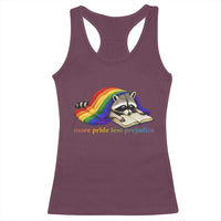 More Pride Less Prejudice Racerback Tank Top LGBT Raccoon Book Lover
