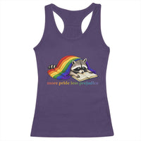 More Pride Less Prejudice Racerback Tank Top LGBT Raccoon Book Lover