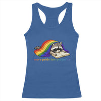 More Pride Less Prejudice Racerback Tank Top LGBT Raccoon Book Lover