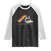 More Pride Less Prejudice Raglan Shirt LGBT Raccoon Book Lover