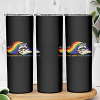 More Pride Less Prejudice Skinny Tumbler LGBT Raccoon Book Lover