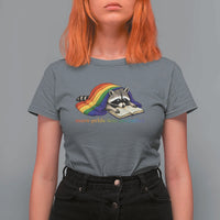 More Pride Less Prejudice T Shirt For Women LGBT Raccoon Book Lover