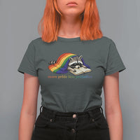 More Pride Less Prejudice T Shirt For Women LGBT Raccoon Book Lover
