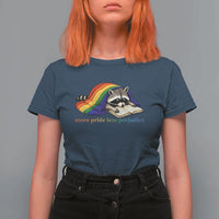 More Pride Less Prejudice T Shirt For Women LGBT Raccoon Book Lover
