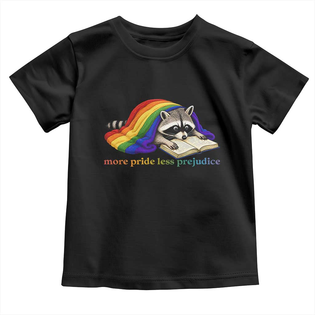 More Pride Less Prejudice Toddler T Shirt LGBT Raccoon Book Lover