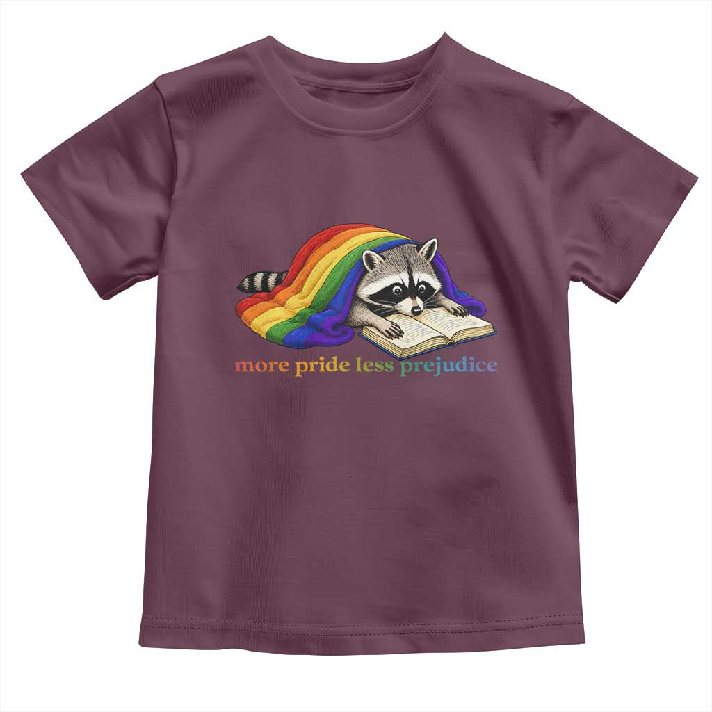 More Pride Less Prejudice Toddler T Shirt LGBT Raccoon Book Lover