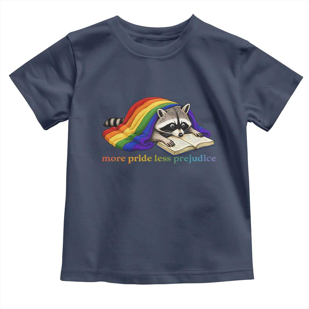 More Pride Less Prejudice Toddler T Shirt LGBT Raccoon Book Lover