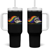 More Pride Less Prejudice Tumbler With Handle LGBT Raccoon Book Lover