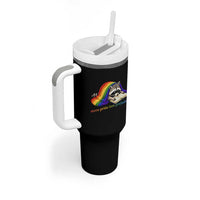 More Pride Less Prejudice Tumbler With Handle LGBT Raccoon Book Lover