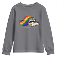 More Pride Less Prejudice Youth Sweatshirt LGBT Raccoon Book Lover