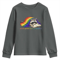 More Pride Less Prejudice Youth Sweatshirt LGBT Raccoon Book Lover
