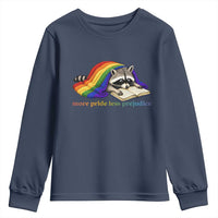 More Pride Less Prejudice Youth Sweatshirt LGBT Raccoon Book Lover