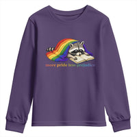 More Pride Less Prejudice Youth Sweatshirt LGBT Raccoon Book Lover