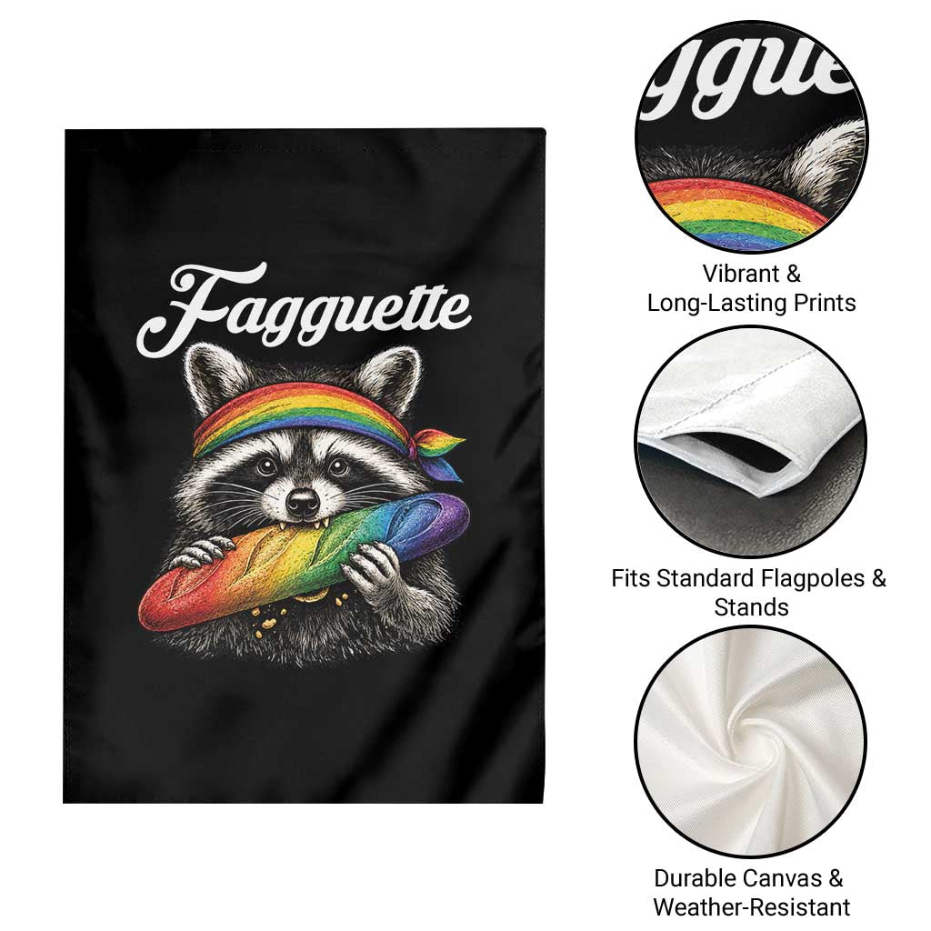 Faguette LGBTQ Garden Flag Funny Pride Raccoon Rainbow