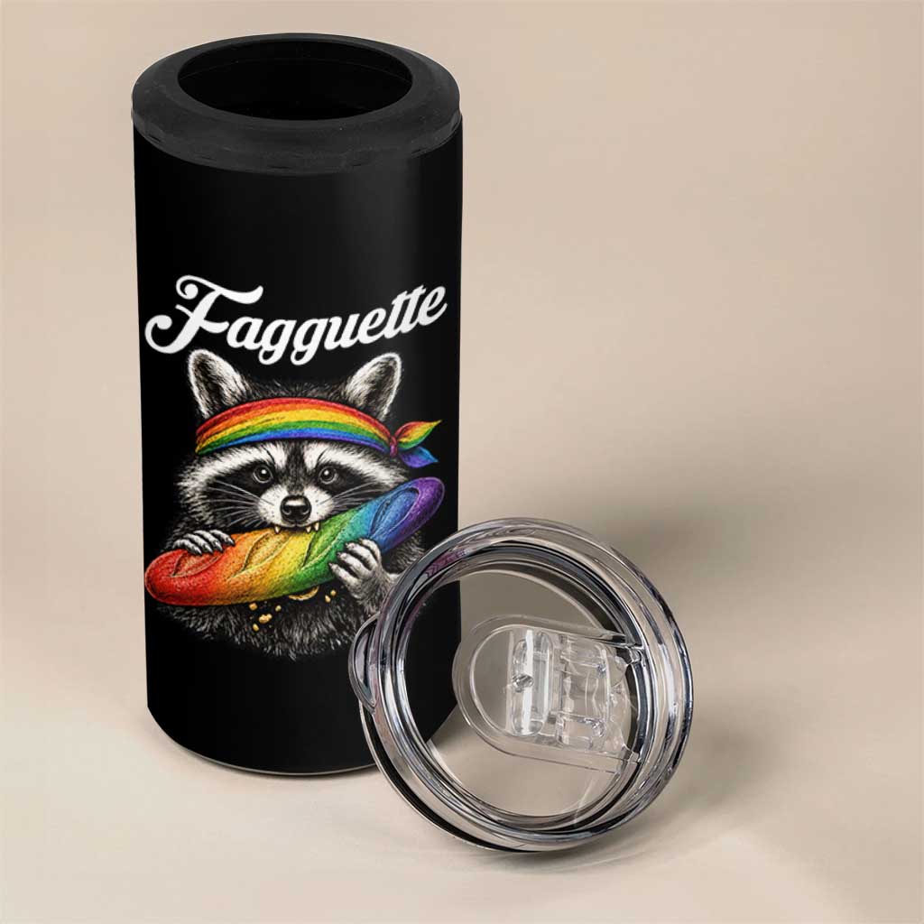Faguette LGBTQ 4 in 1 Can Cooler Tumbler Funny Pride Raccoon Rainbow