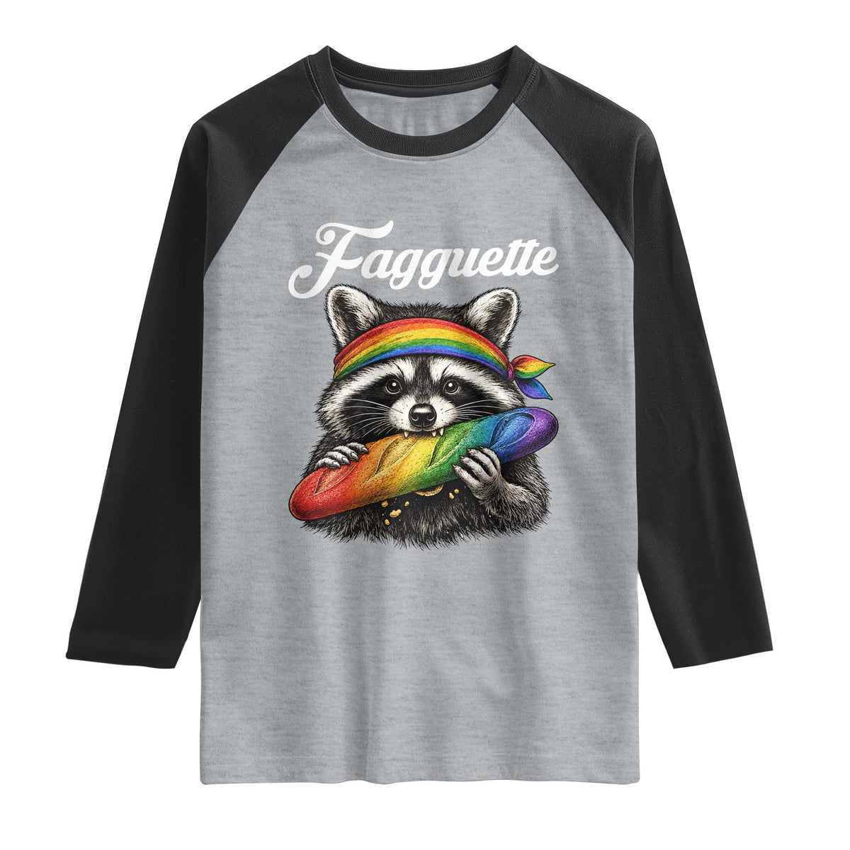 Faguette LGBTQ Raglan Shirt Funny Pride Raccoon Rainbow