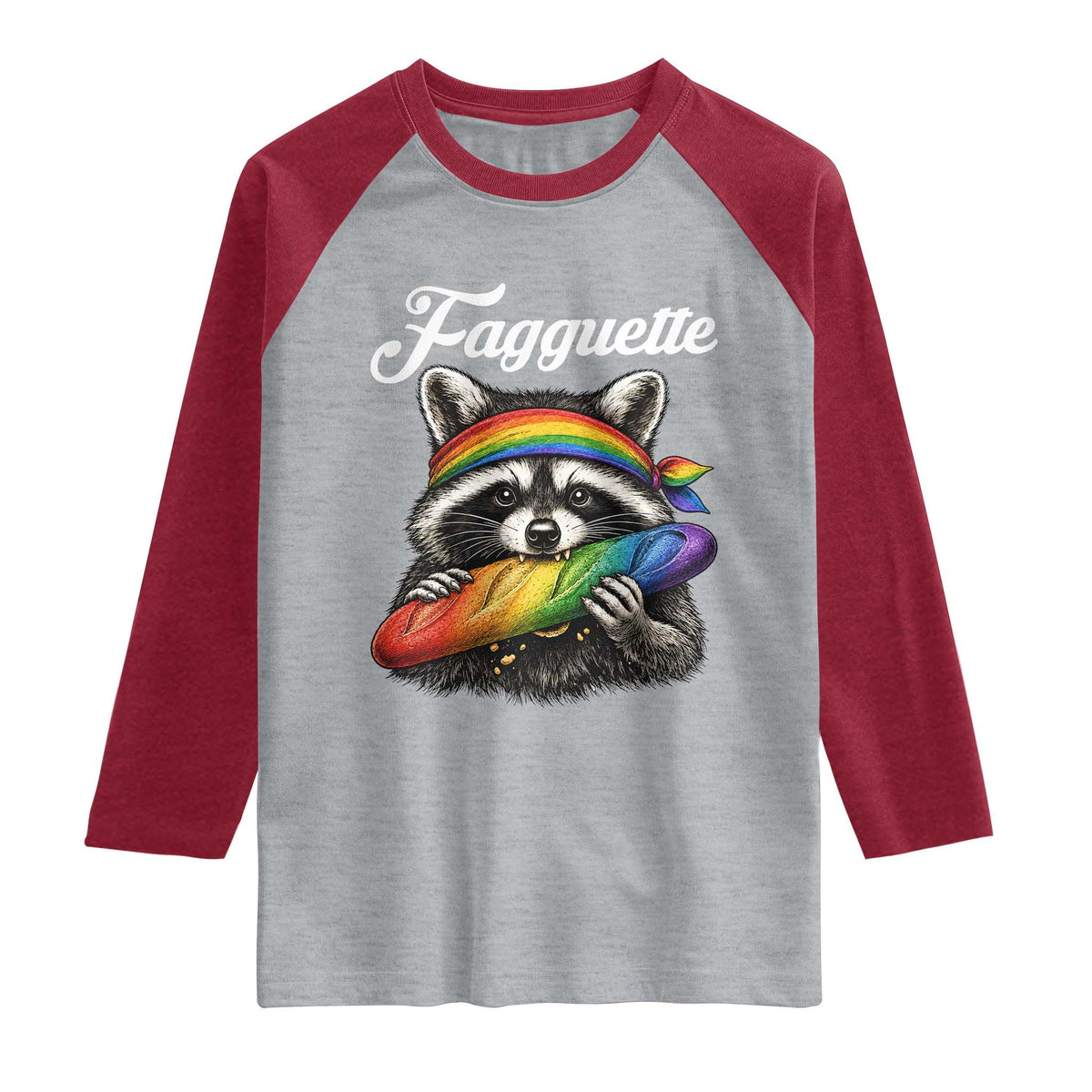 Faguette LGBTQ Raglan Shirt Funny Pride Raccoon Rainbow