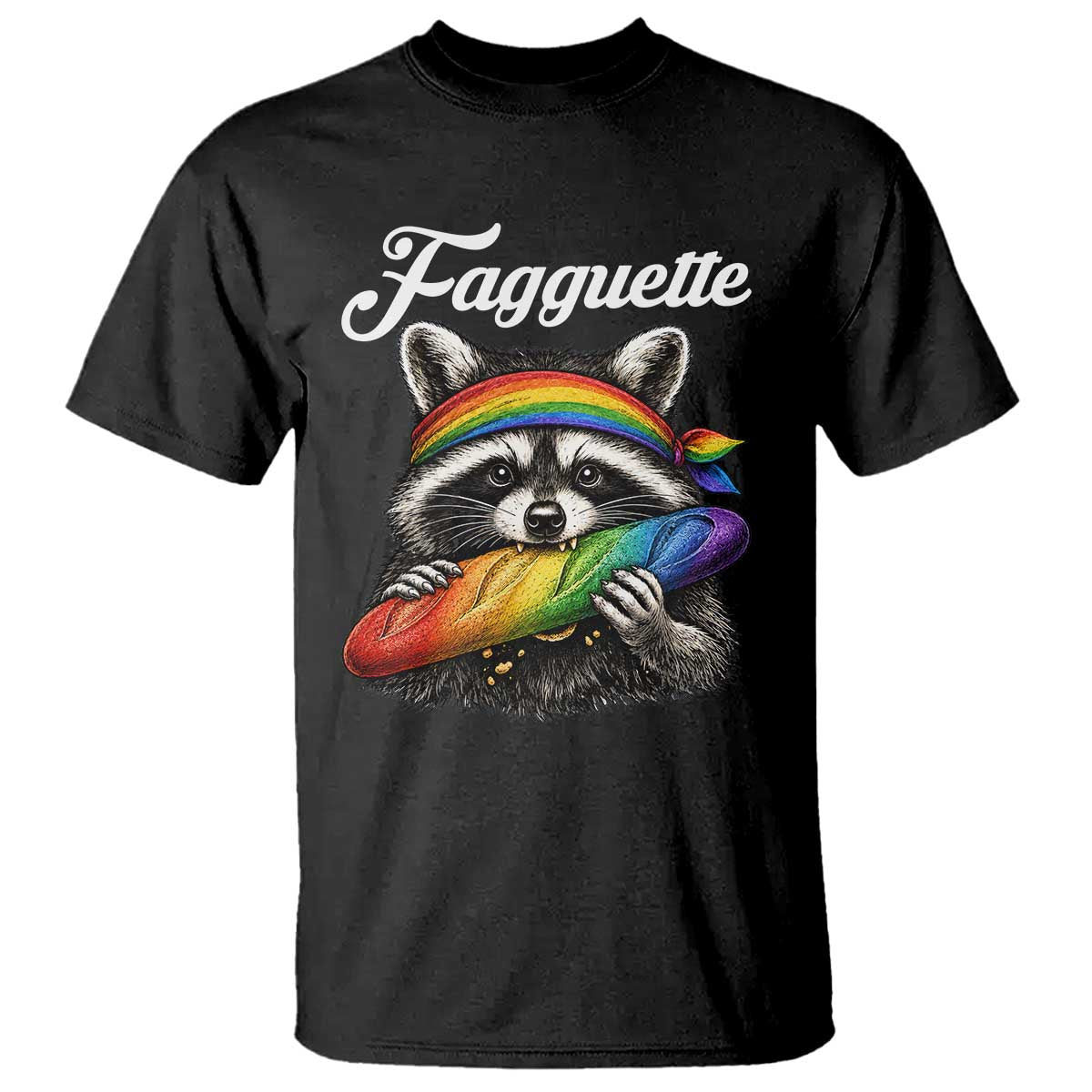 Faguette LGBTQ T Shirt Funny Pride Raccoon Rainbow