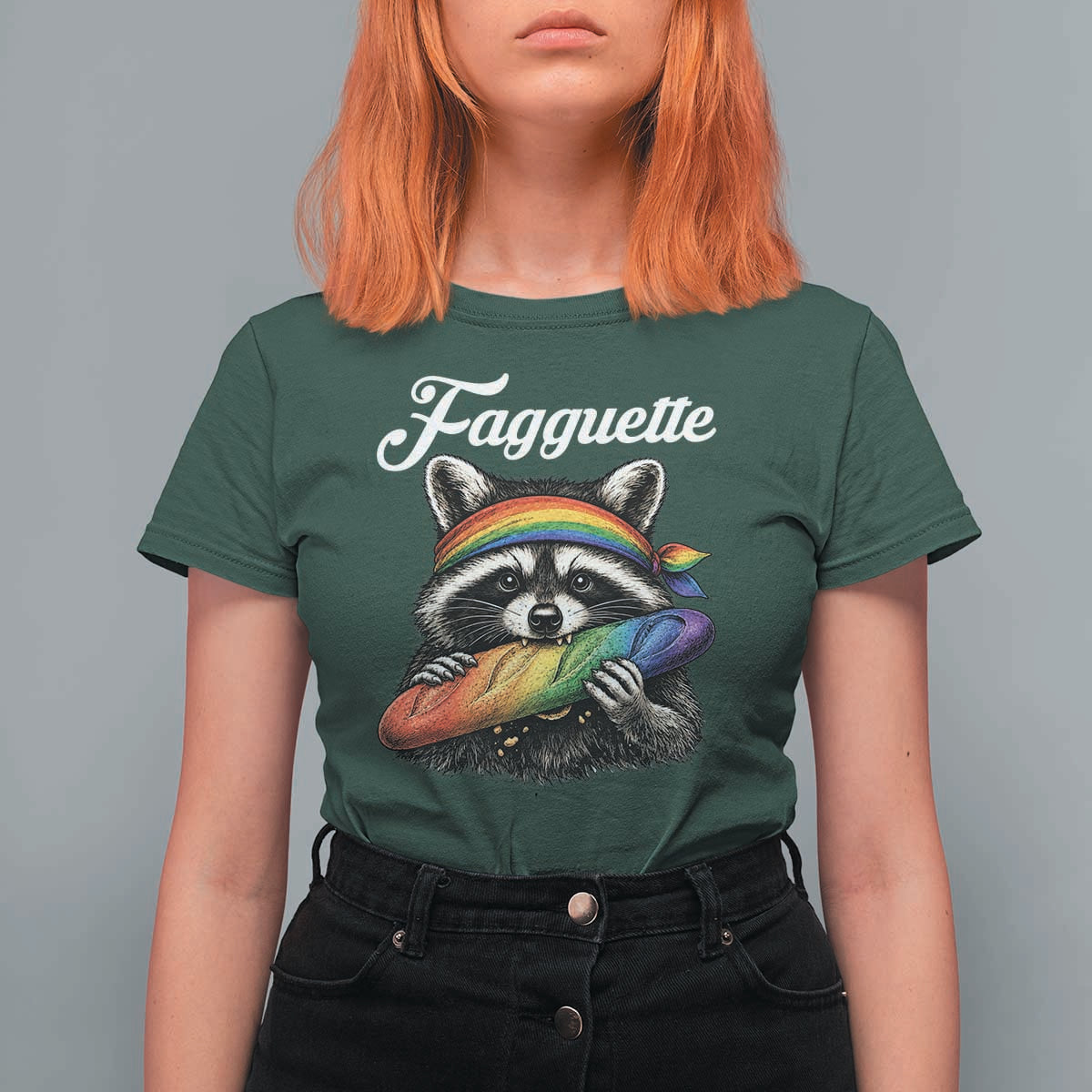 Faguette LGBTQ T Shirt For Women Funny Pride Raccoon Rainbow