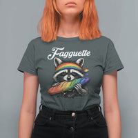 Faguette LGBTQ T Shirt For Women Funny Pride Raccoon Rainbow