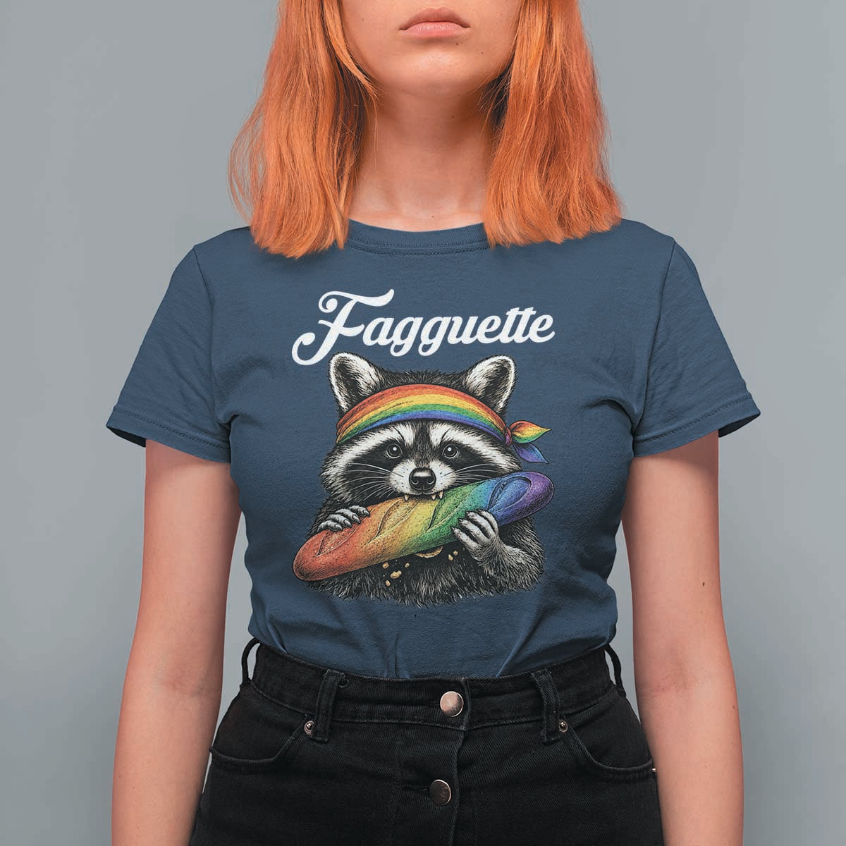 Faguette LGBTQ T Shirt For Women Funny Pride Raccoon Rainbow
