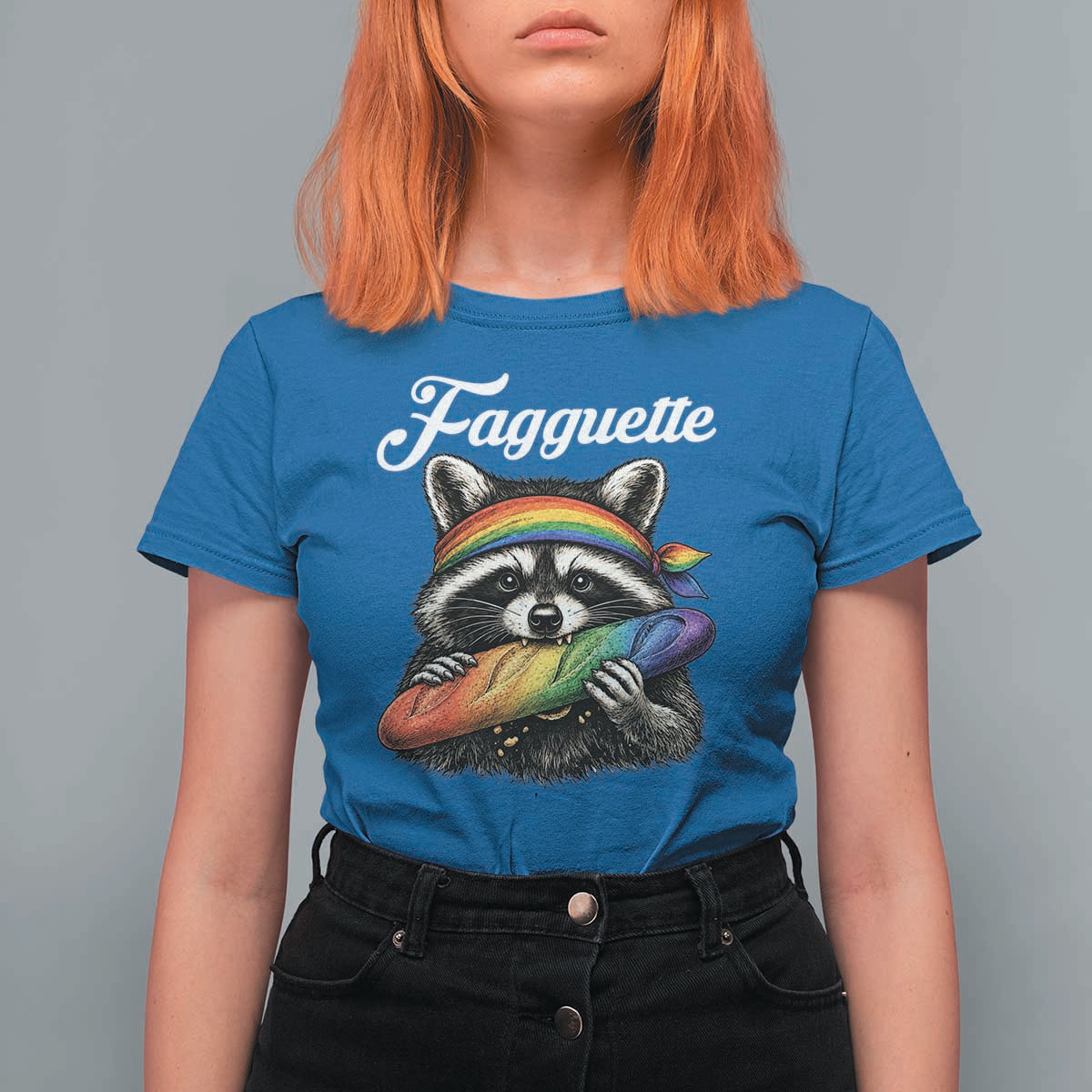 Faguette LGBTQ T Shirt For Women Funny Pride Raccoon Rainbow
