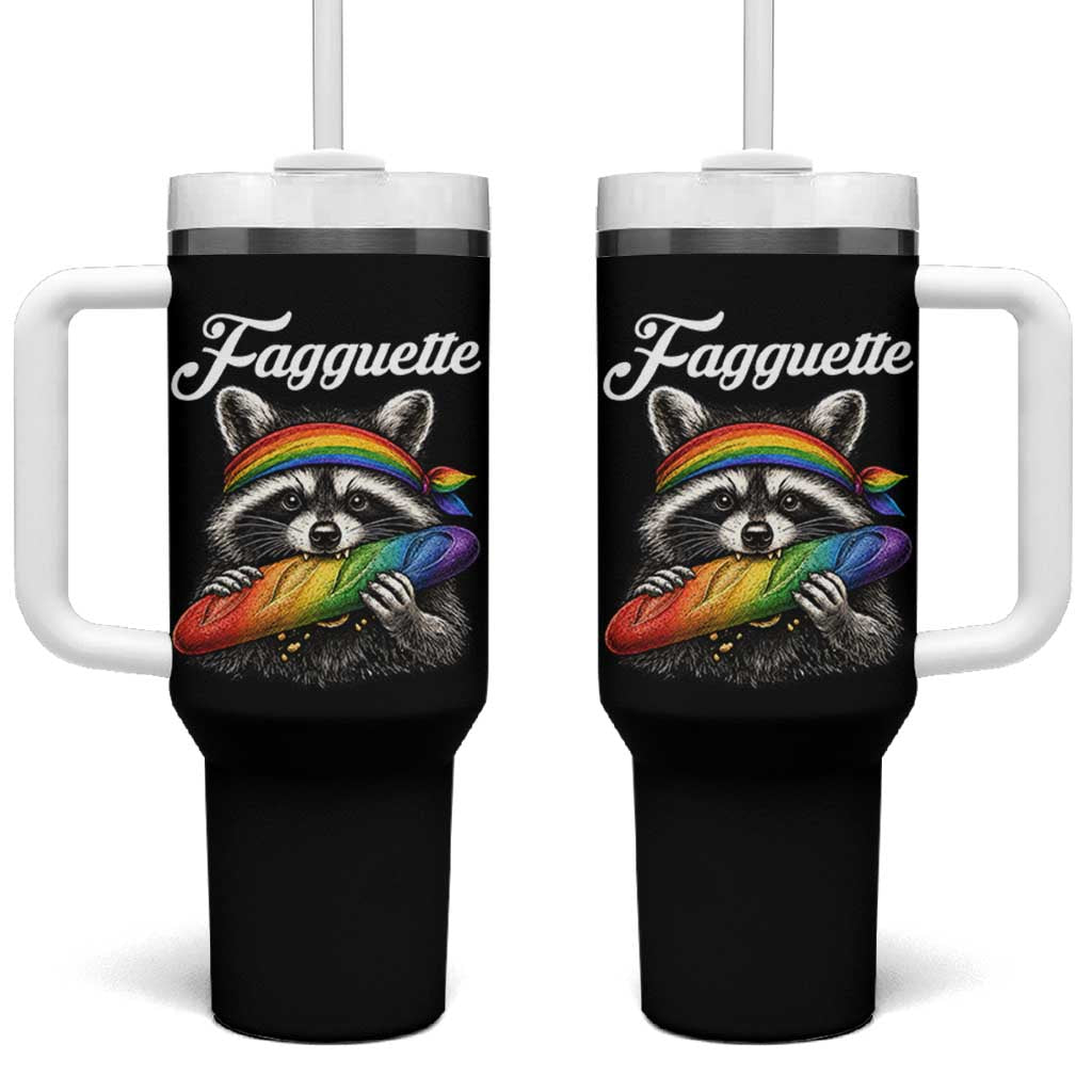 Faguette LGBTQ Tumbler With Handle Funny Pride Raccoon Rainbow