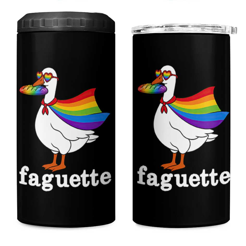 Faguette LGBTQ 4 in 1 Can Cooler Tumbler Funny Pride Goose Rainbow