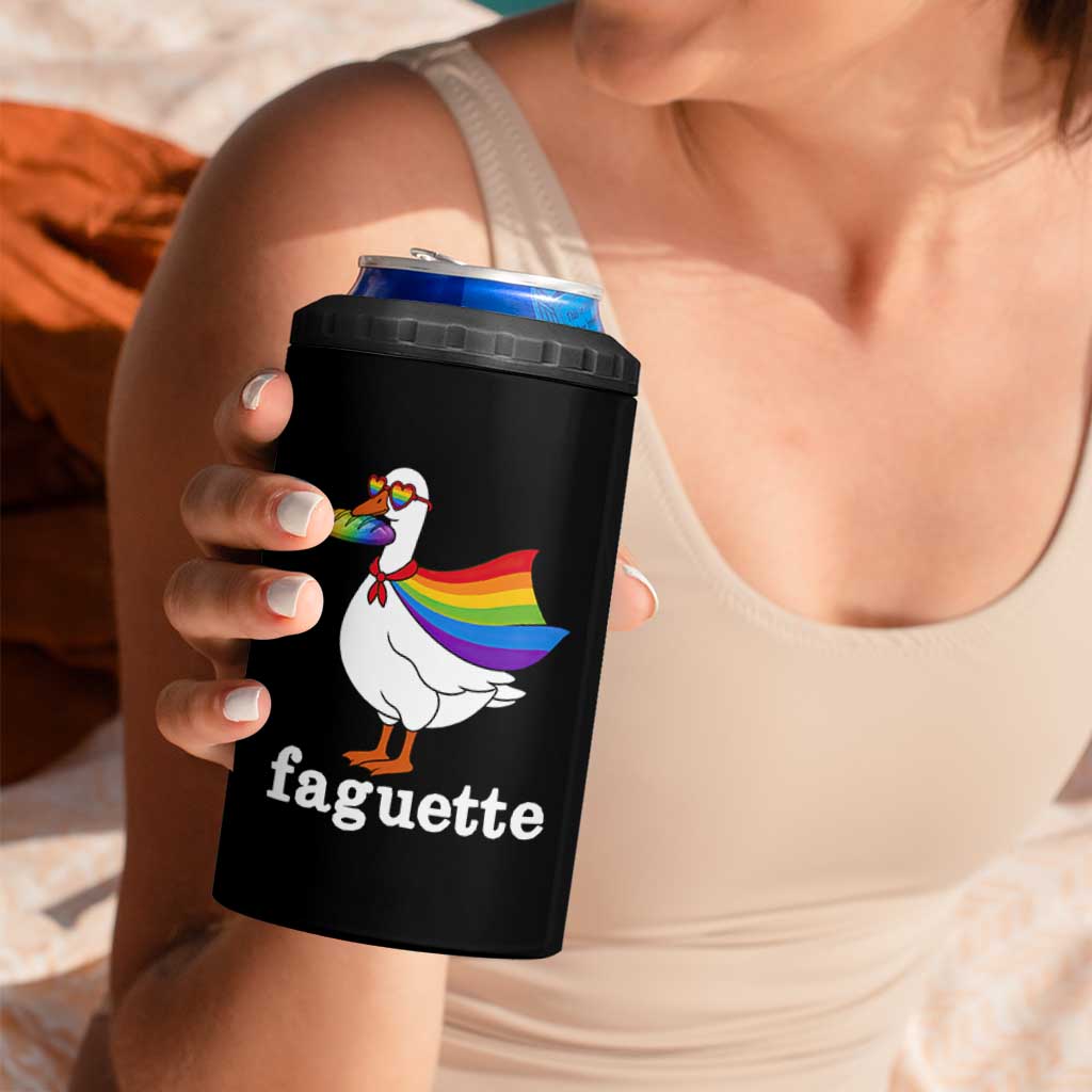 Faguette LGBTQ 4 in 1 Can Cooler Tumbler Funny Pride Goose Rainbow
