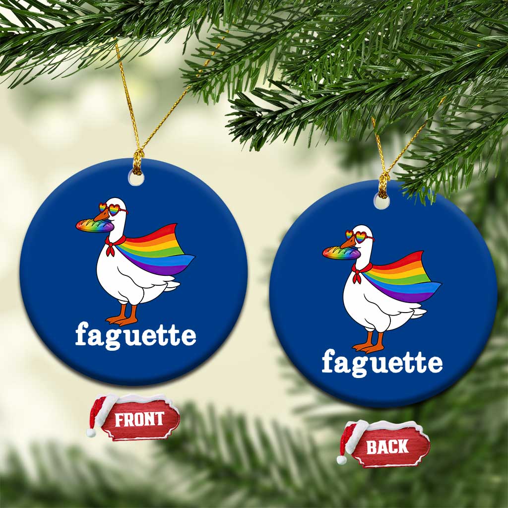 Faguette LGBTQ Ceramic Ornament Funny Pride Goose Rainbow