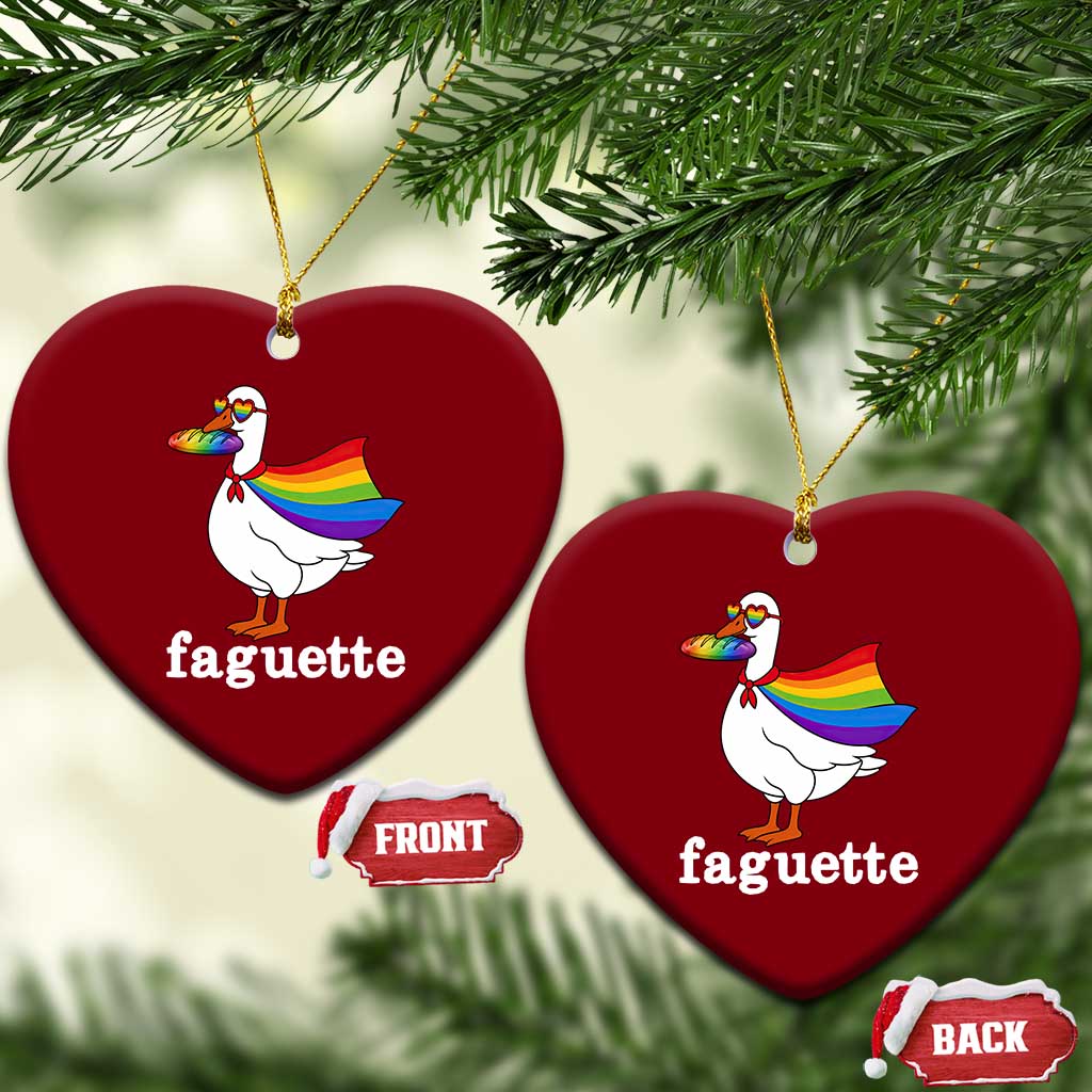 Faguette LGBTQ Ceramic Ornament Funny Pride Goose Rainbow