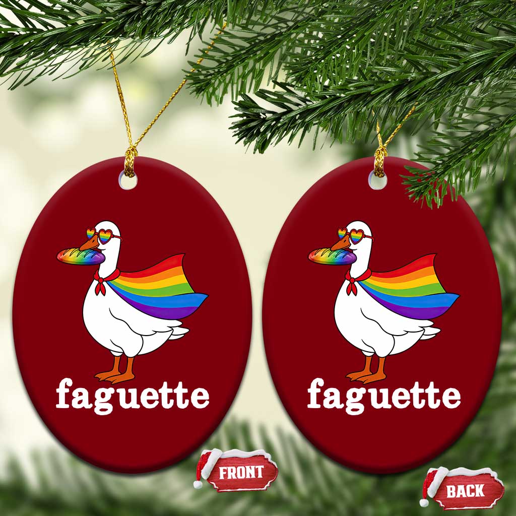 Faguette LGBTQ Ceramic Ornament Funny Pride Goose Rainbow