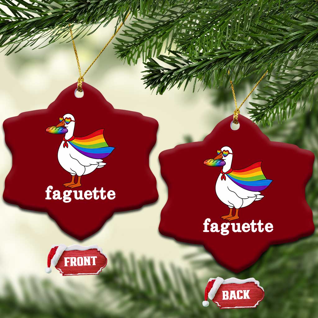 Faguette LGBTQ Ceramic Ornament Funny Pride Goose Rainbow