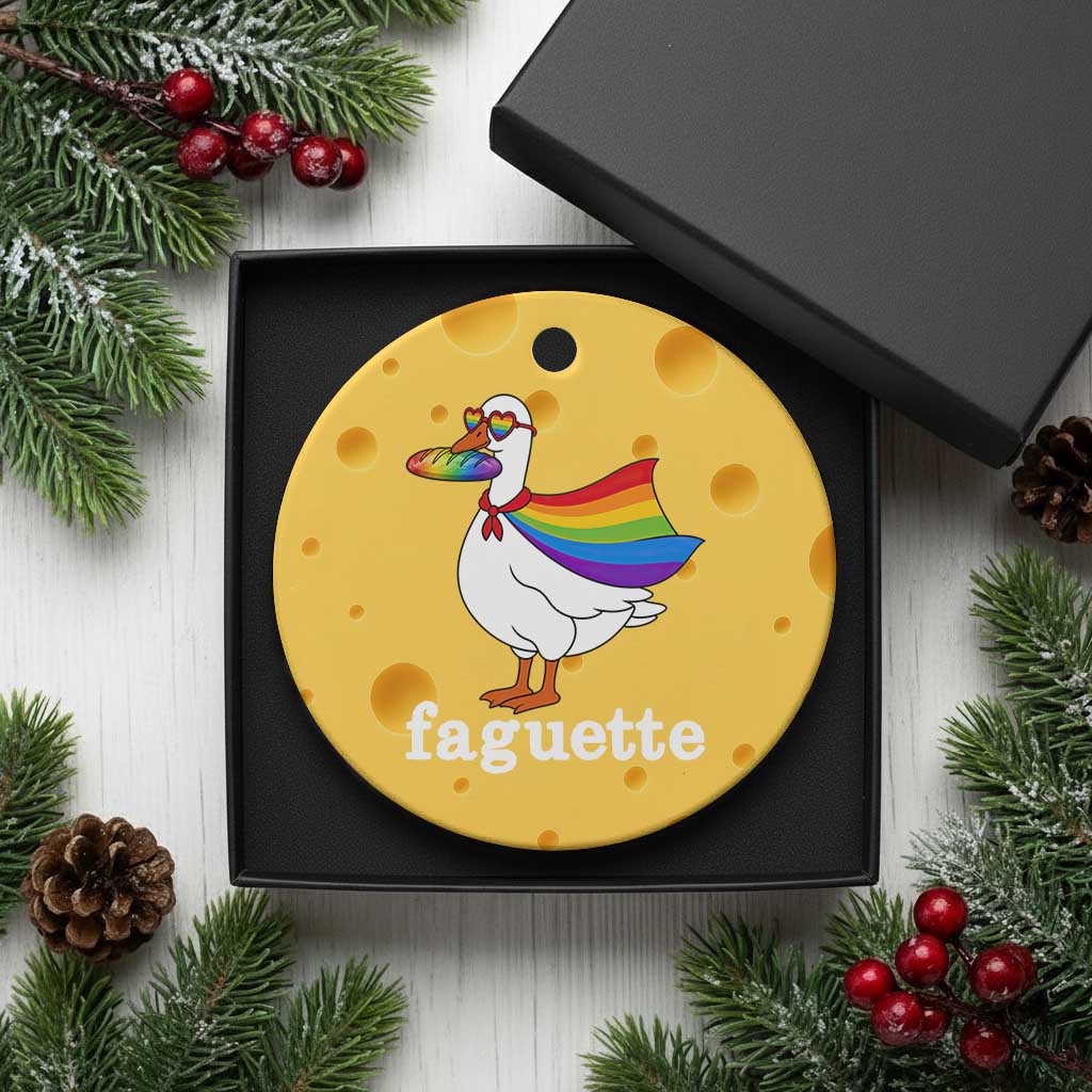 Faguette LGBTQ Ceramic Ornament Funny Pride Goose Rainbow