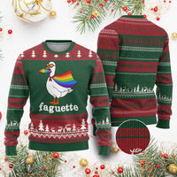 Faguette LGBTQ Ugly Christmas Sweater Funny Pride Goose Rainbow
