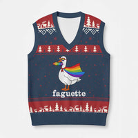 Faguette LGBTQ V-Neck Knit Sweater Vest Funny Pride Goose Rainbow