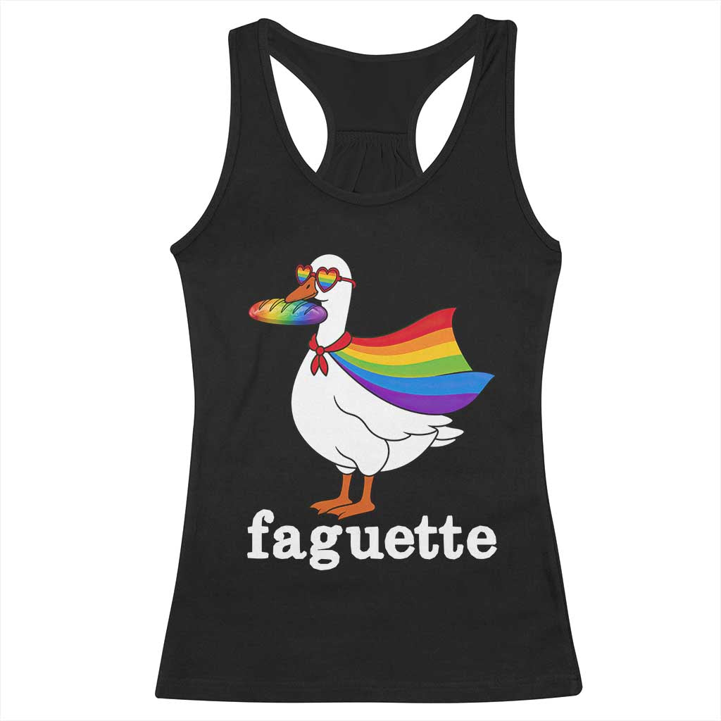 Faguette LGBTQ Racerback Tank Top Funny Pride Goose Rainbow
