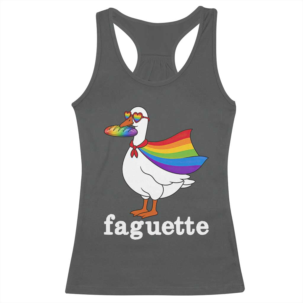 Faguette LGBTQ Racerback Tank Top Funny Pride Goose Rainbow