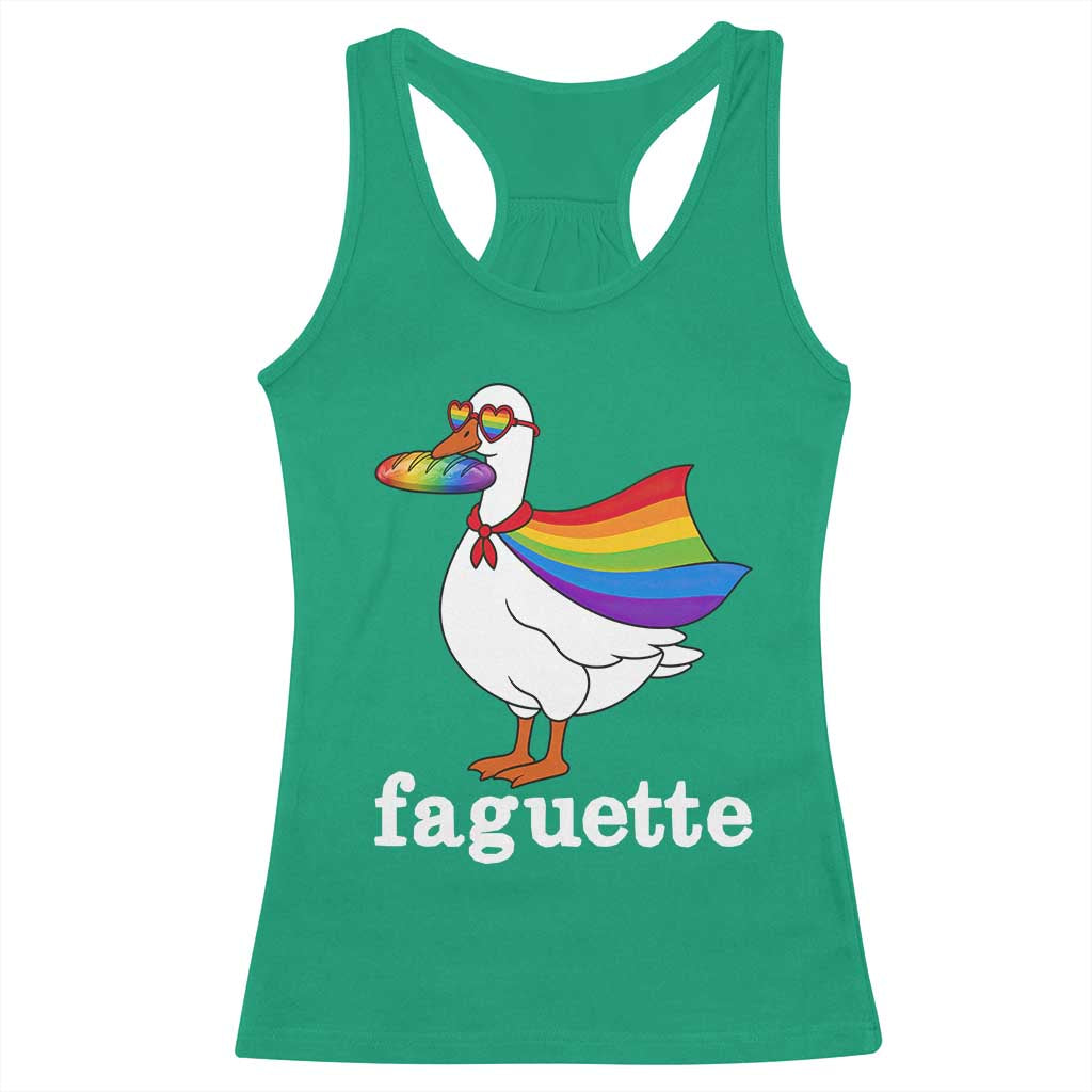 Faguette LGBTQ Racerback Tank Top Funny Pride Goose Rainbow
