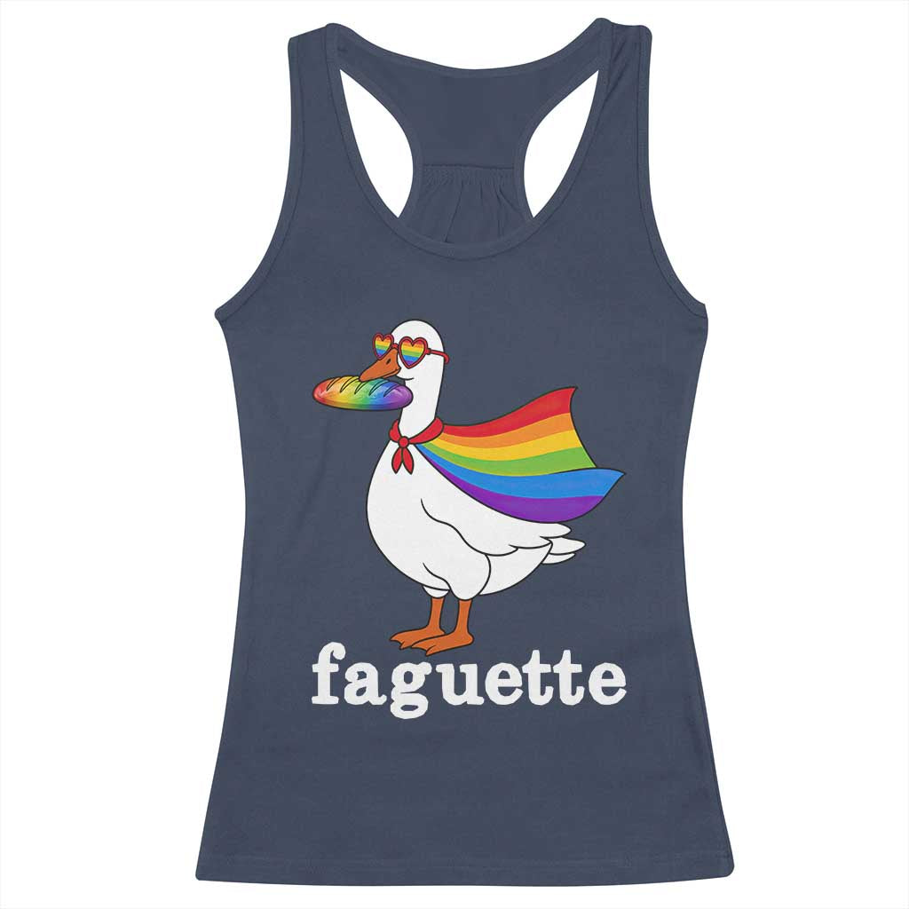 Faguette LGBTQ Racerback Tank Top Funny Pride Goose Rainbow
