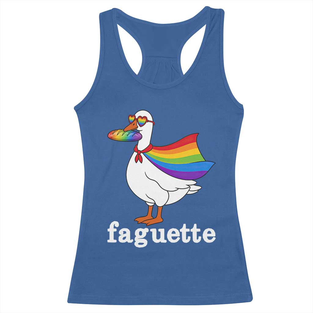 Faguette LGBTQ Racerback Tank Top Funny Pride Goose Rainbow