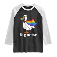 Faguette LGBTQ Raglan Shirt Funny Pride Goose Rainbow